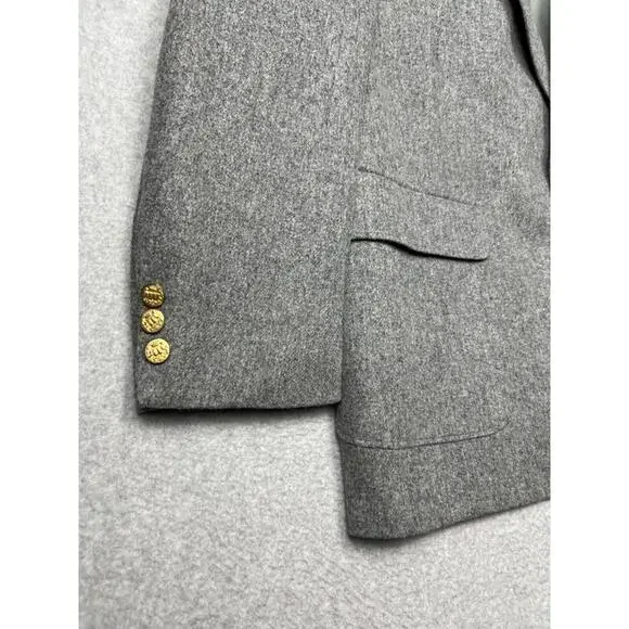 Vintage American Trend Tweed Sports Blazer Mens 42R Gray Preppy Gold Buttons